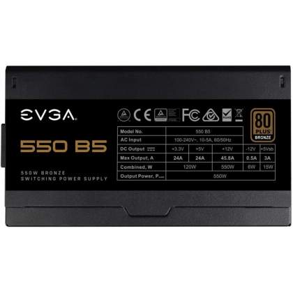 EVGA | Power Supply 550W 80 Plus BRONZE Fully Modular | 220-B5-0550-V1