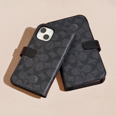 Coach | iPhone 15 Plus Coach Folio Signature C Case - Charcoal | 15-12455