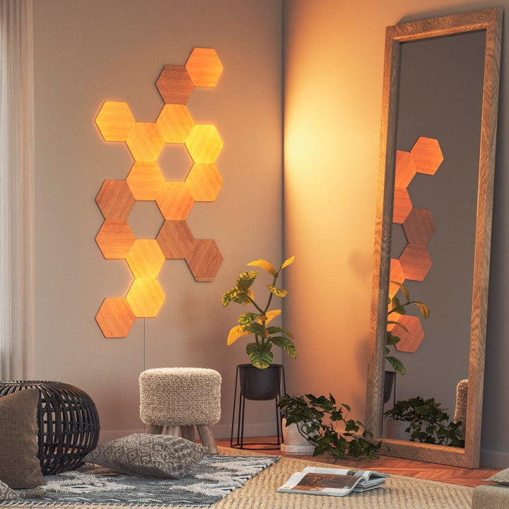 Nanoleaf | Elements - Wood Look Hexagons - Expansion Pack - 3 Panels | NL52-E-0001HB-3PK