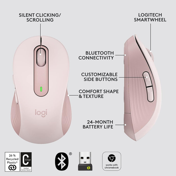 Logitech | M650 Signature Series Mouse - Rose | 910-006251