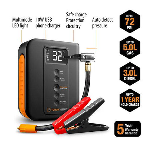 ToughTested | Phoenix Vehicle Jump Starter w/ Tire Inflator & Power Bank | TTJSPHX