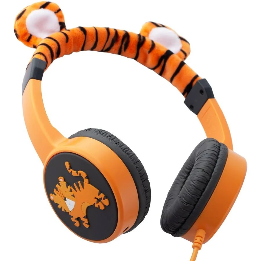 Planet Buddies | Kids Furry Wired Headphones - Orange/Black (Tiger) 52523