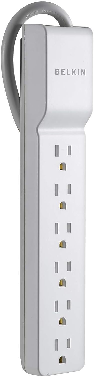 Belkin | 6-Outlet Home/Office Surge Protector 4Ft, 330V - White | BE106000-04