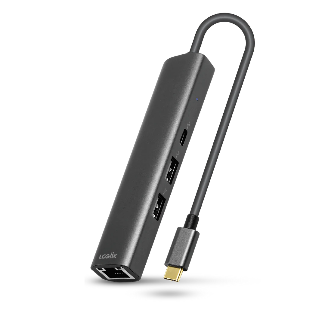 LOGiiX  | Multiport Slim Hub USB-C to 2x USB-A 1x USB-C 1x Ethernet - Graphite Grey | LGX-13542