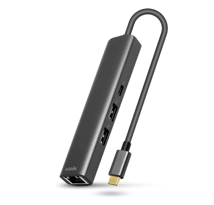 LOGiiX  | Multiport Slim Hub USB-C to 2x USB-A 1x USB-C 1x Ethernet - Graphite Grey | LGX-13542