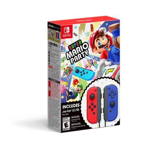 Nintendo | Switch Red & Blue Joy-Con Controllers w/Super Mario Party Game Bundle |
