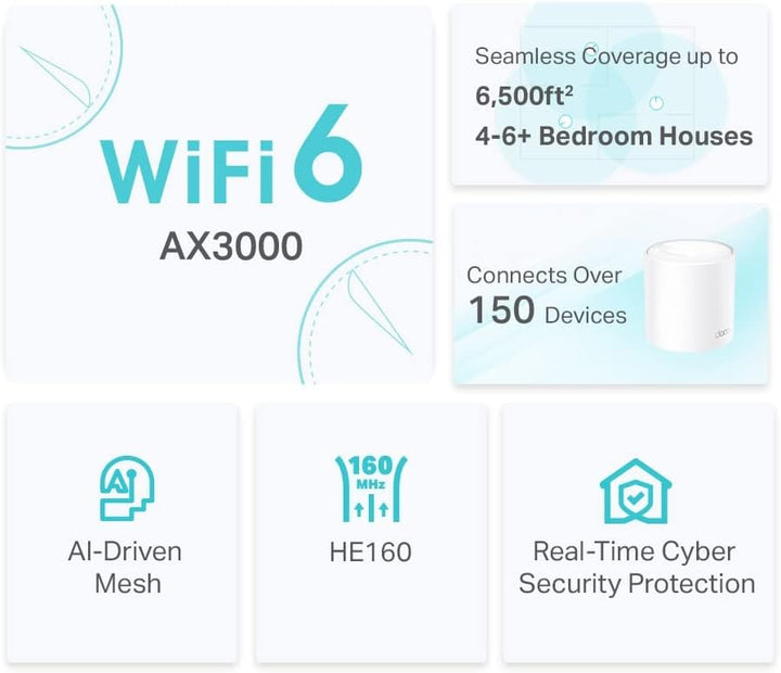 TP-Link | Deco X50 AX3000 Whole Home Mesh Wi-Fi 6 System - 3 Pack | DECO X50(3-PACK)