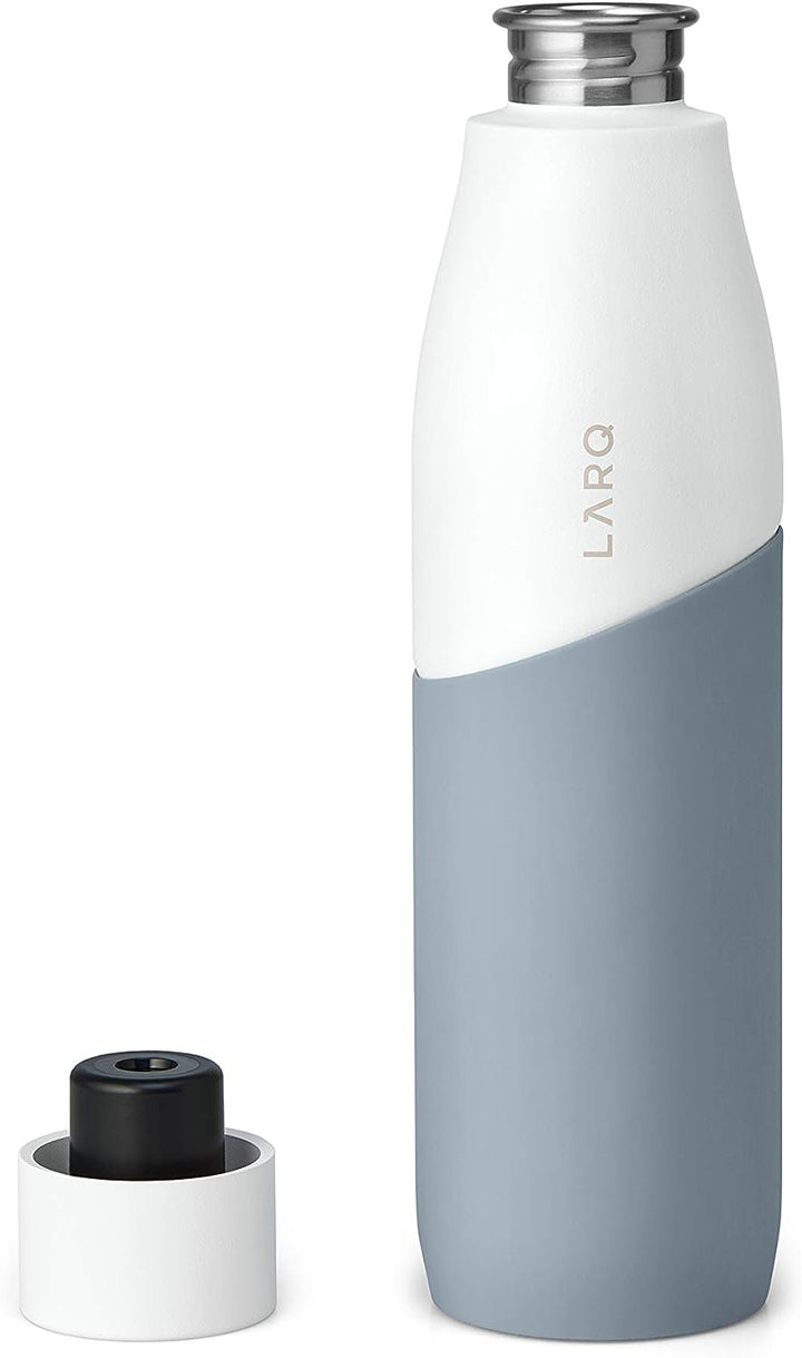 Larq | PureVis Movement 950ml (32 oz.) Stainless Steel Water Bottle with Self-Cleaning Mode - White/Pebble | BSWP095A