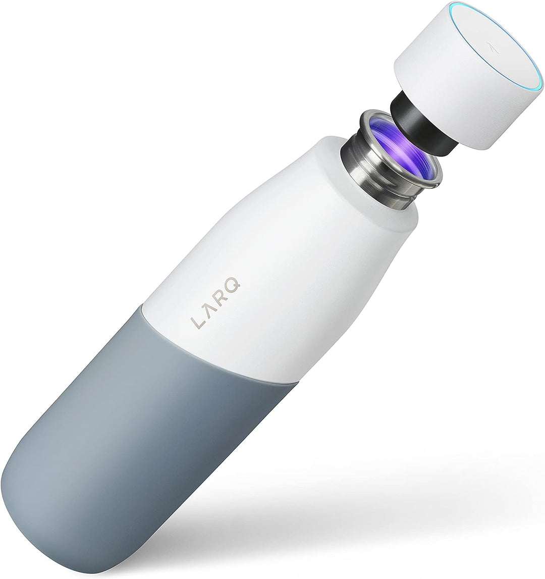Larq | PureVis Movement 950ml (32 oz.) Stainless Steel Water Bottle with Self-Cleaning Mode - White/Pebble | BSWP095A