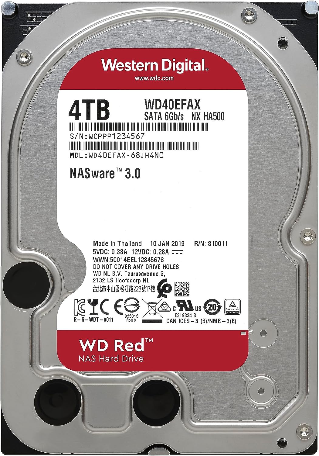 WD | Red 4TB NAS Internal Hard Drive - 5400 RPM Class, SATA 6Gb/s, SMR, 256MB Cache, 3.5" - WD40EFAX
