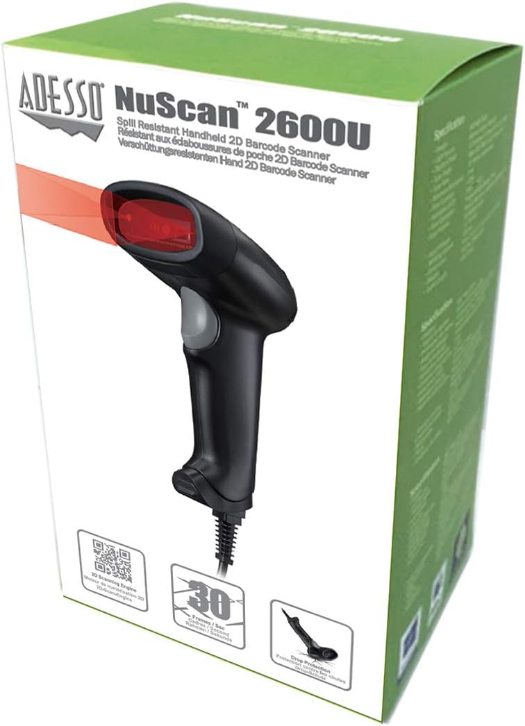 Adesso | 2D Wired Barcode Scanner | NUSCAN 2600U