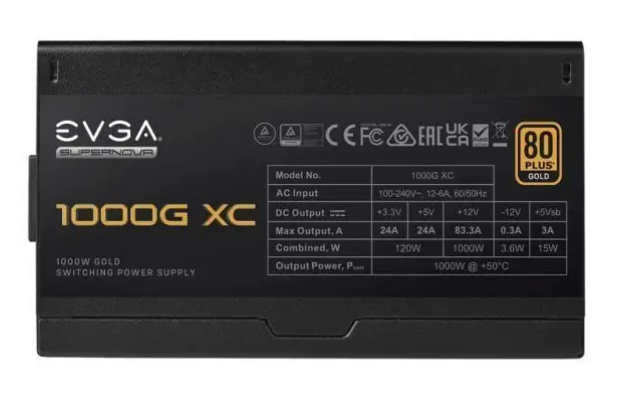 EVGA | Power Supply SuperNOVA 1000G XC 1000W 80+Gold Fully Modular ATX 3.0 & PCIe 5.0 | 520-5G-1000-K1