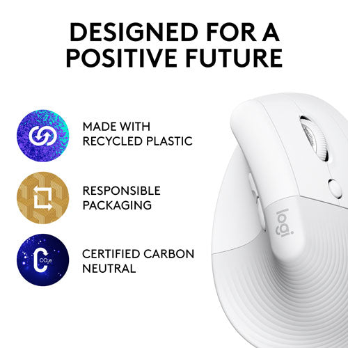Logitech | Lift Vertical Ergonomic Mouse - Right Handed - White | 910-006469