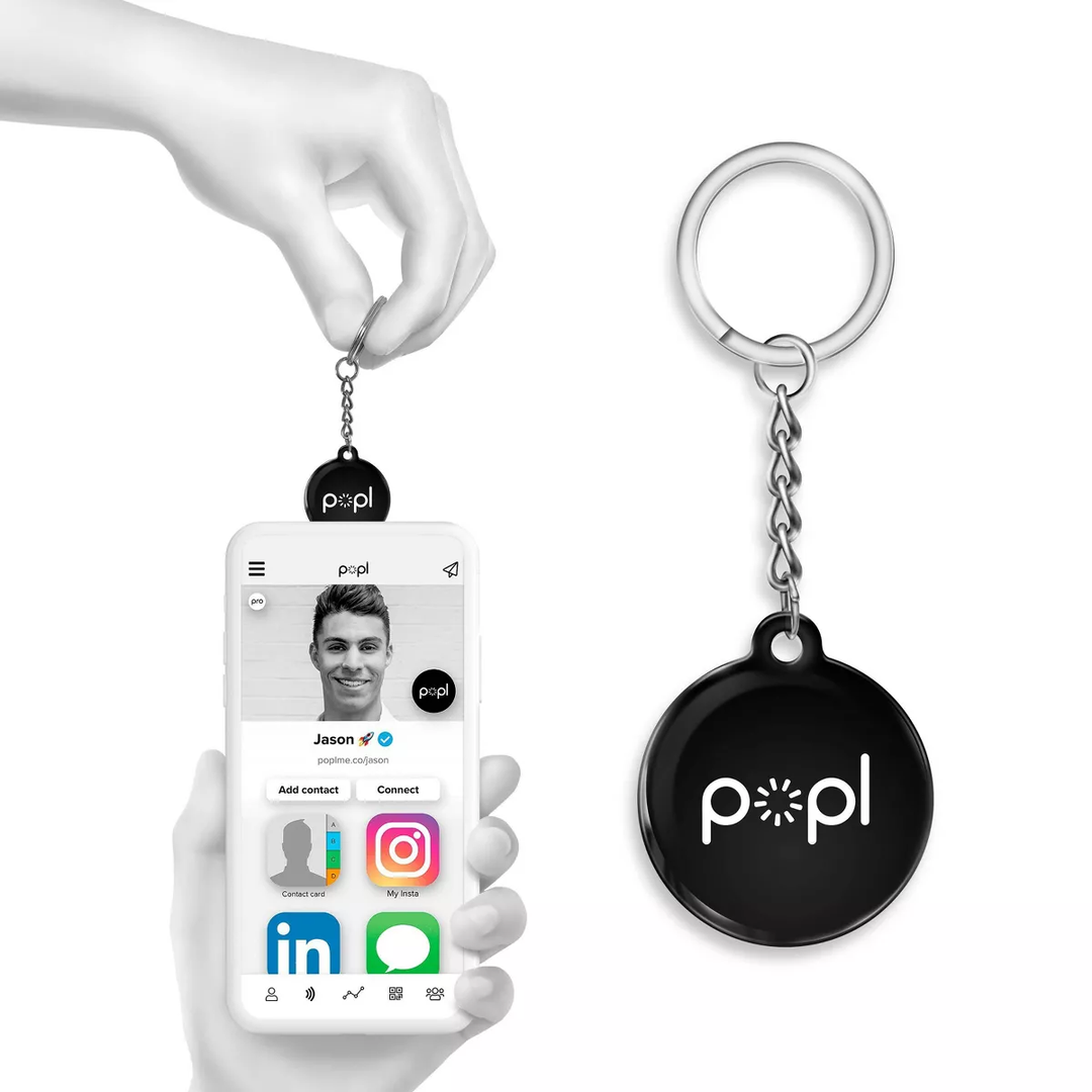 Popl | Digital Business Card - Keychain - Black | KEY-BLK