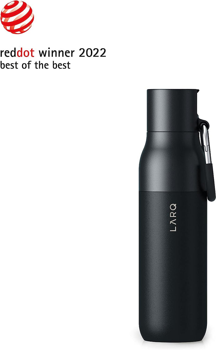 Larq | Filtered 740ml (25 oz.) Insulated Stainless Steel Water Bottle with Flip Top - Obsidian Black | BFDOB074A