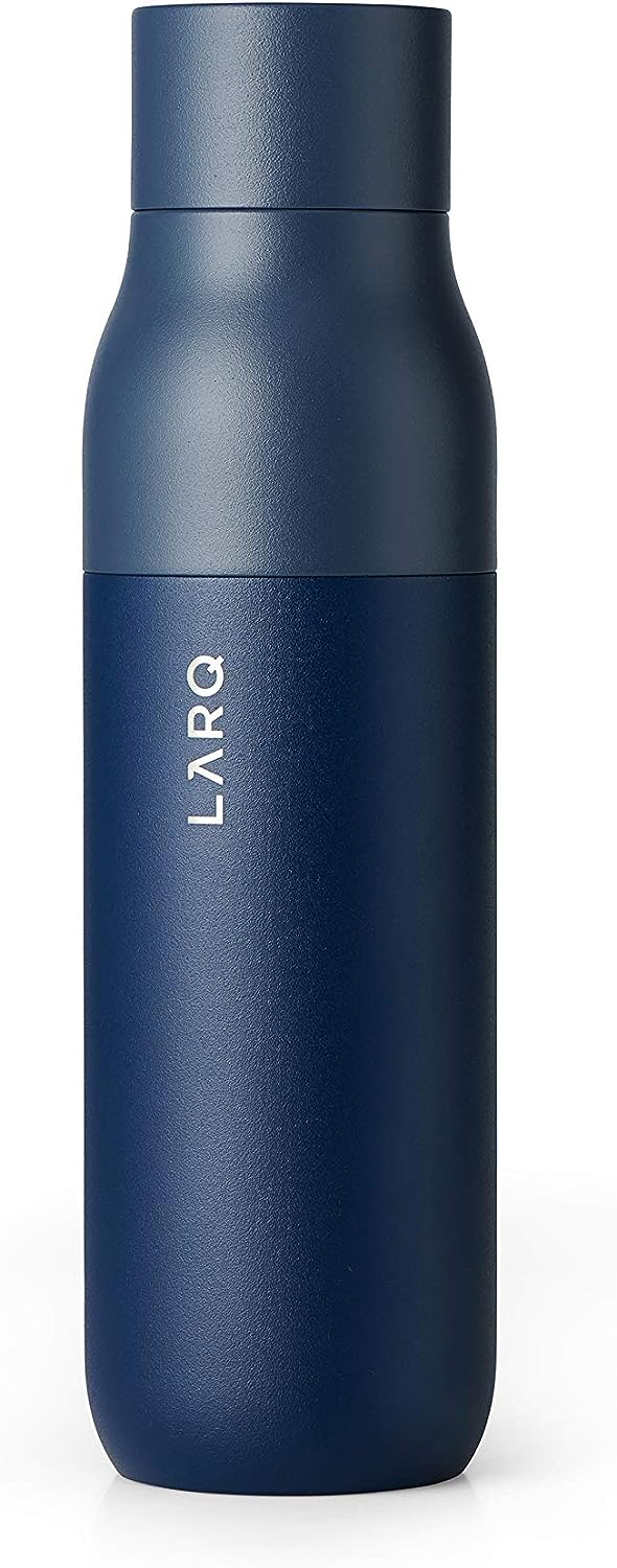 Larq | PureVis 500ml (17 oz.) Insulated Stainless Steel Water Bottle with Self-Cleaning Mode - Monaco Blue | BDMB050A