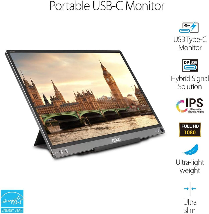 Asus  | ZenScreen 15.6" 1920 x 1080p 60Hz 5ms Portable USB 3.1 Type C Monitor Full | MB16ACE