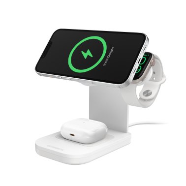 Otterbox | 3-in-1 Charging Station Made for MagSafe w/ Apple Watch Charger + Airpods - White | 15-10678