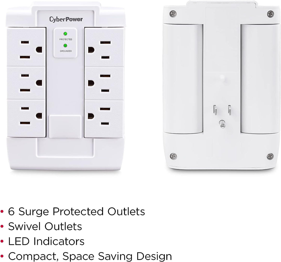CyberPower | Essential Series 6-Outlets 125V Home/Office Surge Protector Brown Box | CSB600WS