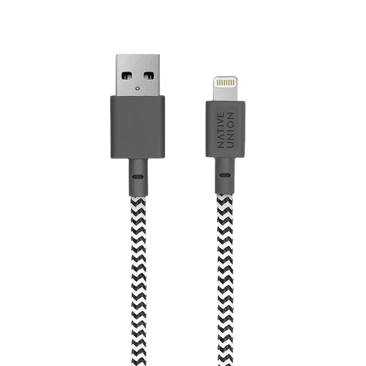 Native Union | USB-A to Lightning - Belt Cable 3M/10FT - Zebra | BELT-L-ZEB-3-NP