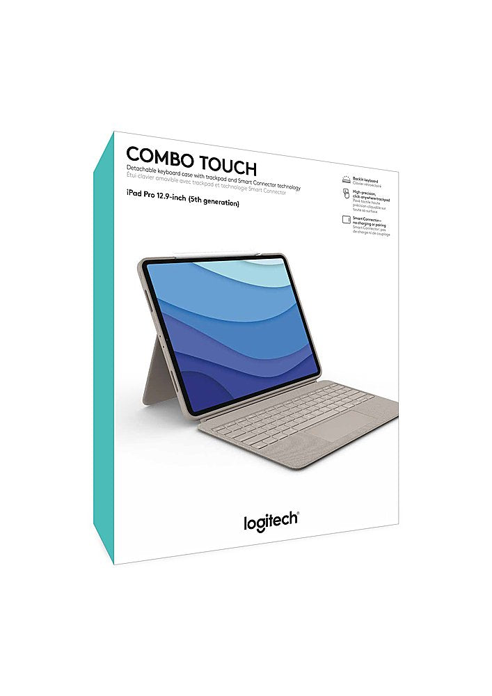 Logitech | Combo Touch iPad Pro 12.9 Case  3 / 4 /5 th Gen Keyboard Case Sand |  920-010119
