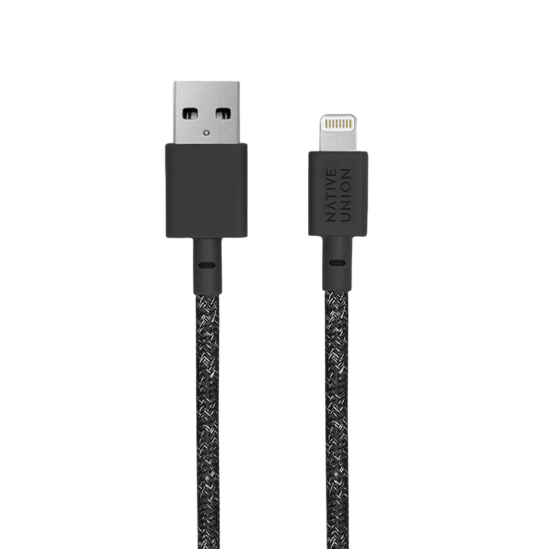 Native Union | USB-A to Lightning - Belt Cable 3M/ 10FT - Cosmos Black | BELT-L-CS-BLK-3-NP