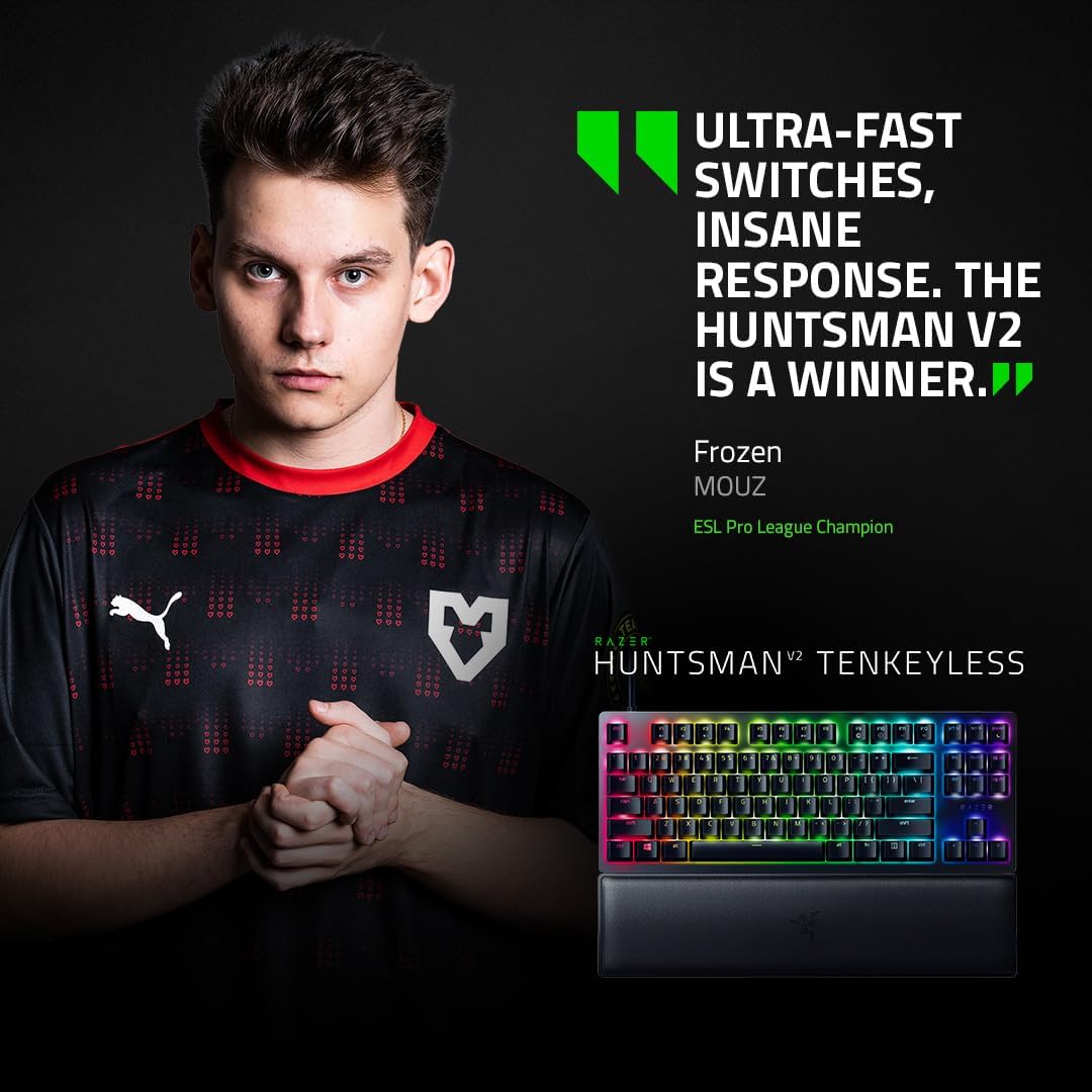 Razer | Huntsman V2 TKL Backlit Mechanical Clicky Purple Optical Ergonomic Gaming Keyboard - Black | RZ03-03940400-R3U1