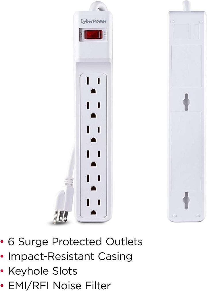 Cyberpower | Essential Surge Protector - White 6 Outlets 6Ft  | CSB606W