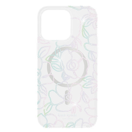 Kate Spade NY | Protective Case for MagSafe iPhone 15 Pro Max - Modern Floral Glitter | KS052638