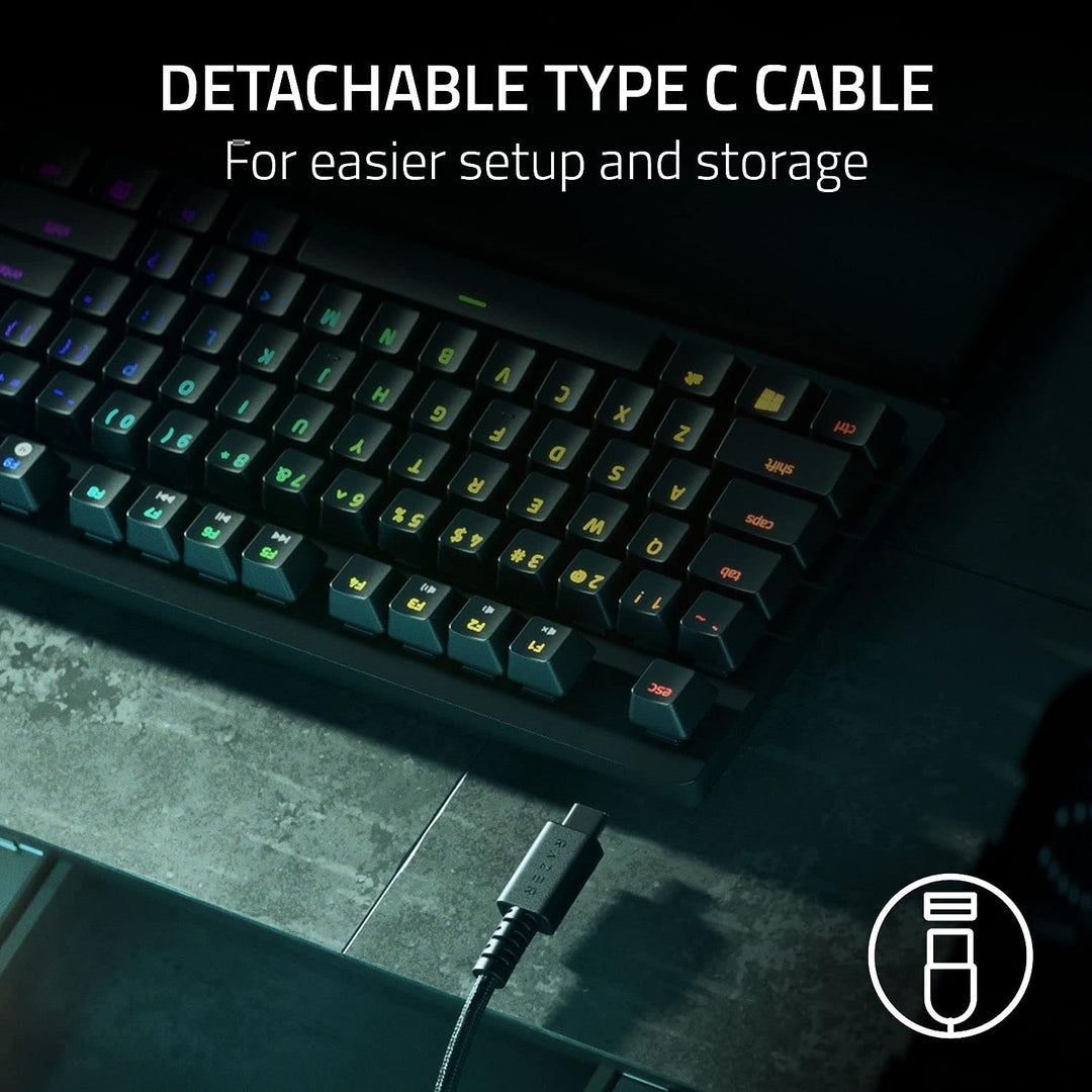 Razer | Huntsman V2 TKL Backlit Mechanical Clicky Purple Optical Ergonomic Gaming Keyboard - Black | RZ03-03940400-R3U1