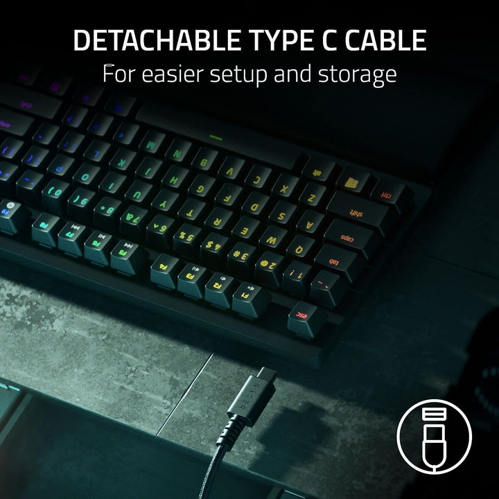 Razer | Huntsman V2 TKL Backlit Mechanical Clicky Purple Optical Ergonomic Gaming Keyboard - Black | RZ03-03940400-R3U1