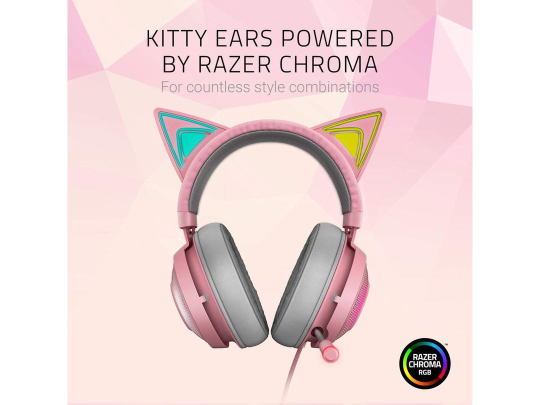Razer | Kraken Kitty Edition Chroma USB Wired Over-Ear Gaming Headset - Quartz | RZ04-02980200-R3M1