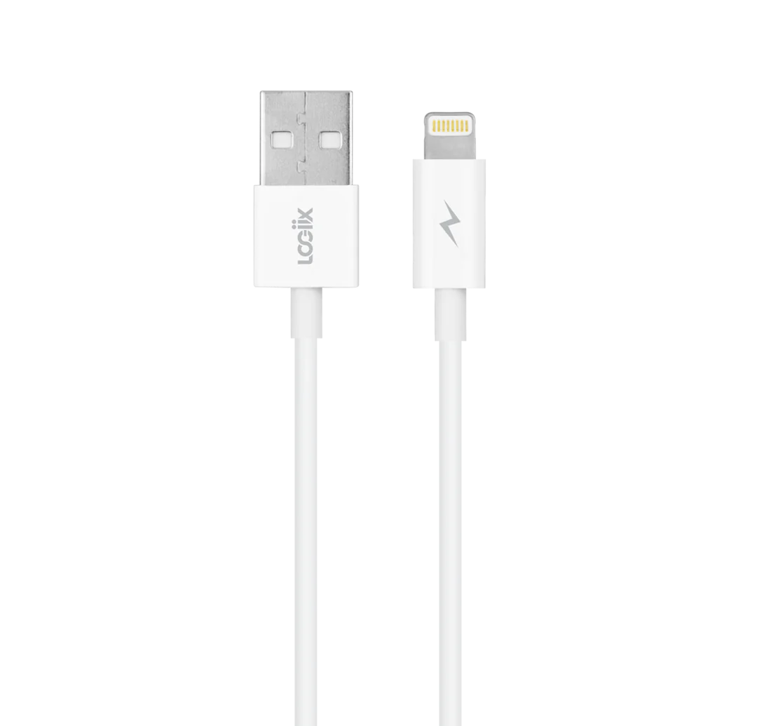 LOGiiX | Sync & Charge Shortie Cable USB-A to Lightning - 30cm 1FT - White | LGX-10952