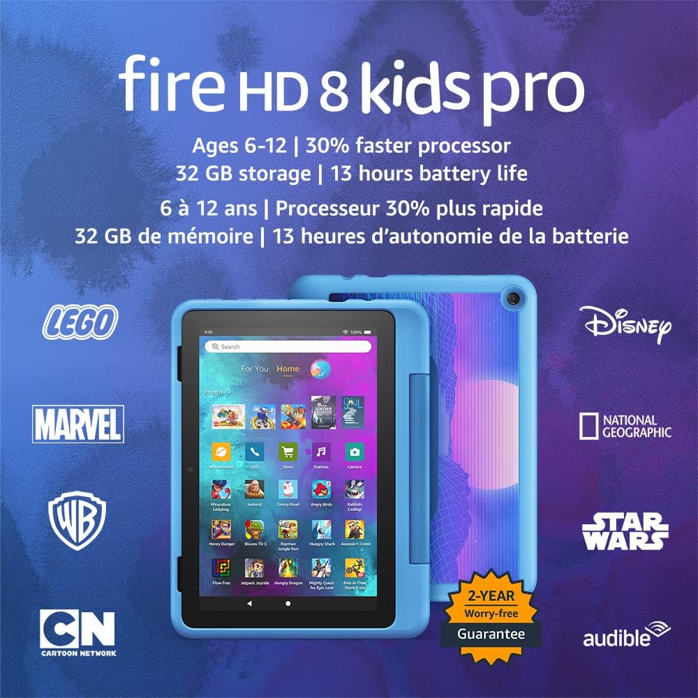 Amazon | Fire Pro HD 8 Kids Edition Tablet 8" 32GB (Ages 6-12) - Cyber Sky (Blue) | B09BG37F4B