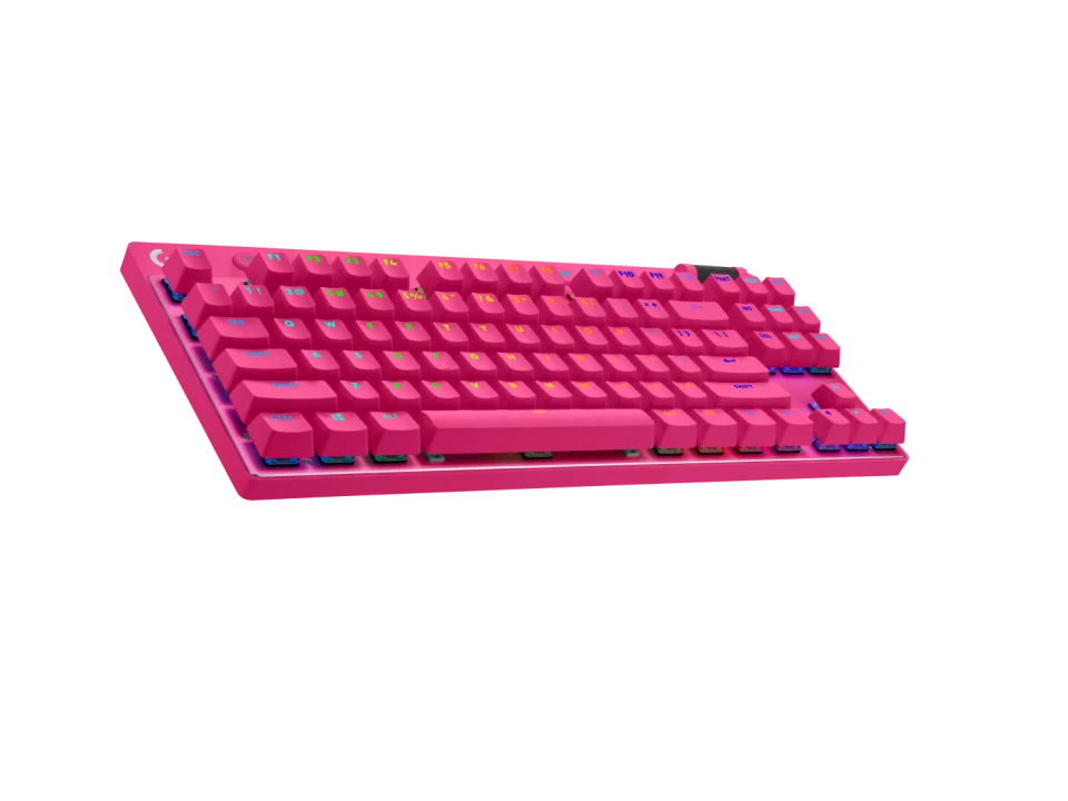 Logitech | Pro X TKL Lightspeed Wireless Mechanical Tactile Gaming Keyboard w/Lightsync RGB- Magenta | 920-012154