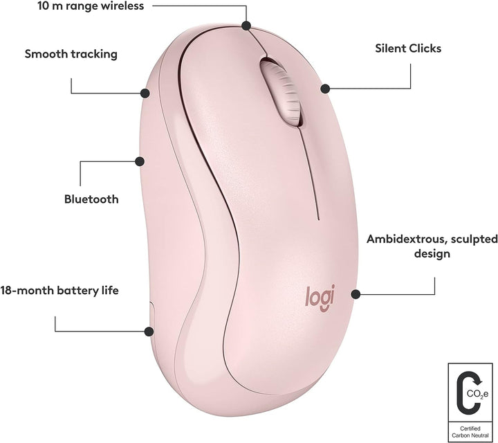 Logitech | M240 Silent Wireless Bluetooth Mouse - Rose | 910-007117