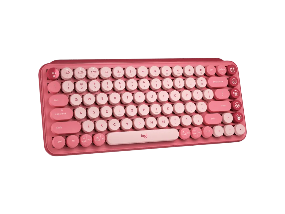 Logitech | POP Keys Wireless Mechanical Keyboard with Customizable Emoji Keys - Heartbreaker - Rose | 920-010709 PROMO ENDS NED