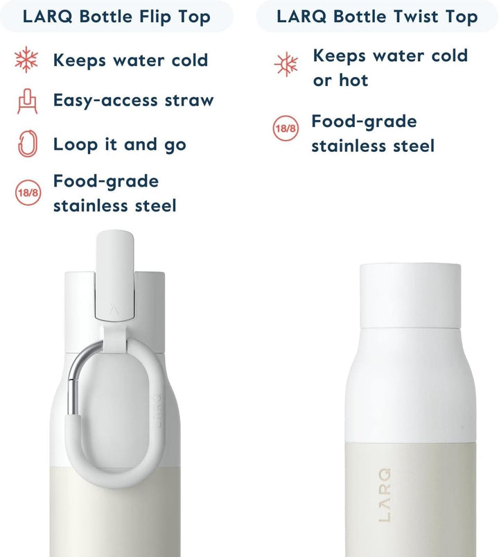 Larq | Flip Top 500ml (17 oz.) Insulated Stainless Steel Water Bottle - Granite White | BNSGW050A