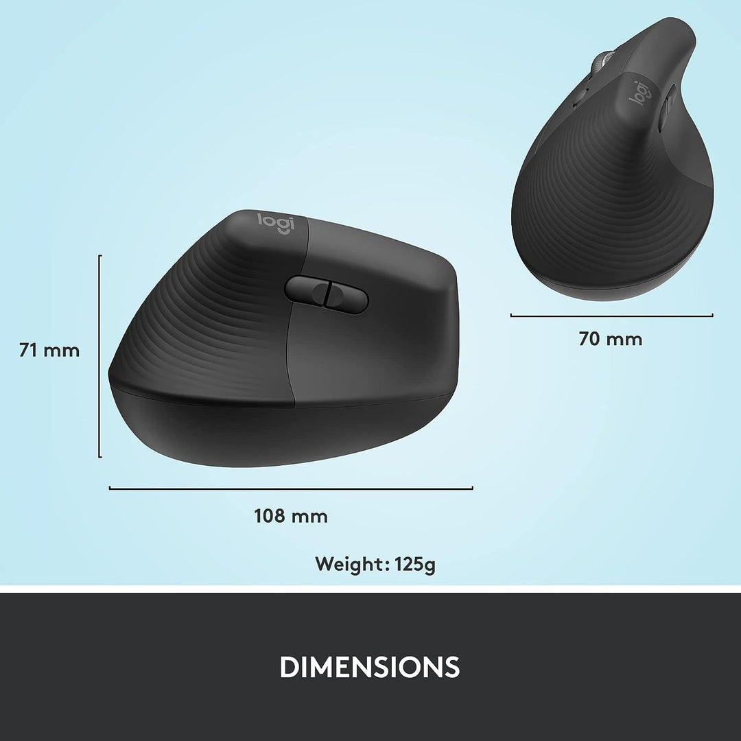Logitech | Lift Vertical Ergonomic Mouse - Left Handed - Graphite | 910-006467