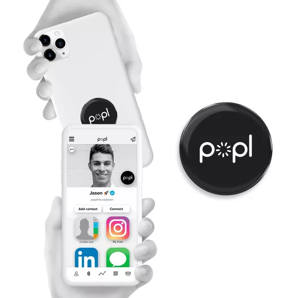 Popl | Digital Business Card - Phone Tag - Popl Dot - Black | POP-BLK