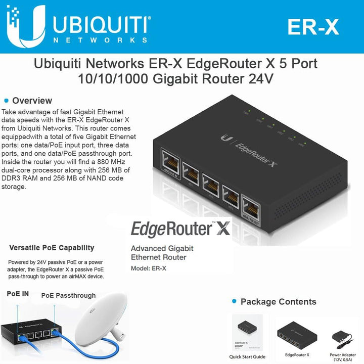 Ubiquiti | Wired EdgeRouter X Advanced Gigabit Ethernet | Router ER-X