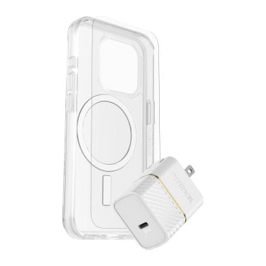 Otterbox | Symmetry w/ Magsafe Protection  iPhone 15 Pro + Power Kit Bundle - Clear | 15-11560