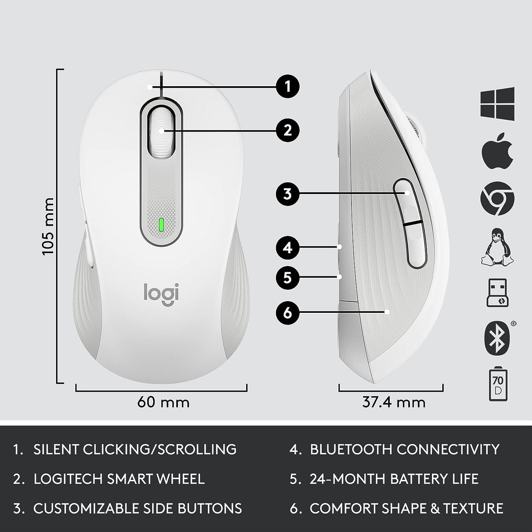 Logitech | Signature MK650 Keyboard and Mouse Combo White | 920−011018
