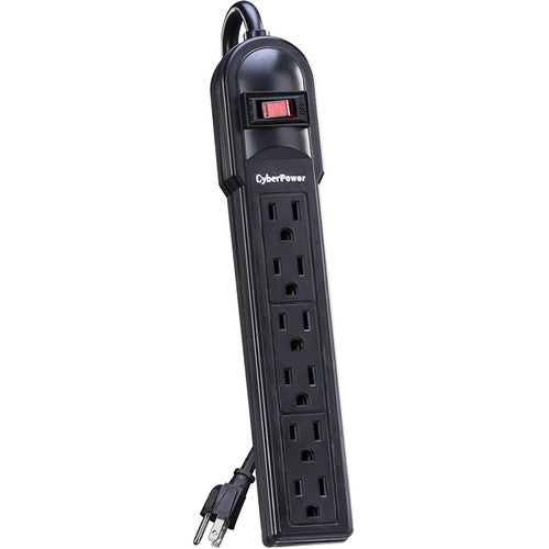 Cyberpower | 6-Outlet 125V 4Ft  Essential Series Surge Protector - Black | CSB604