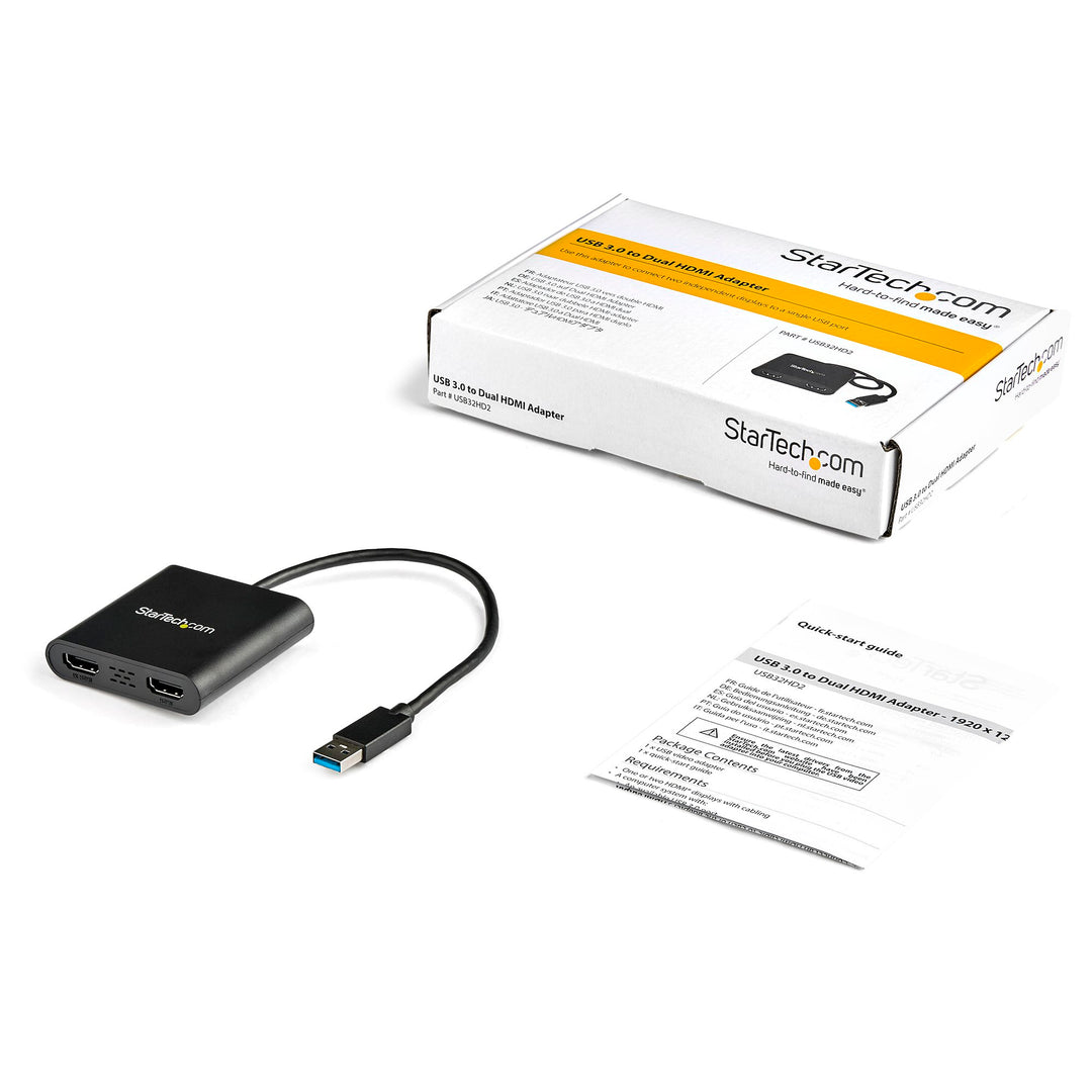 Startech | Adapter 4K USB-A 3.1 To Dual HDMI MST - Black | USB32HD2