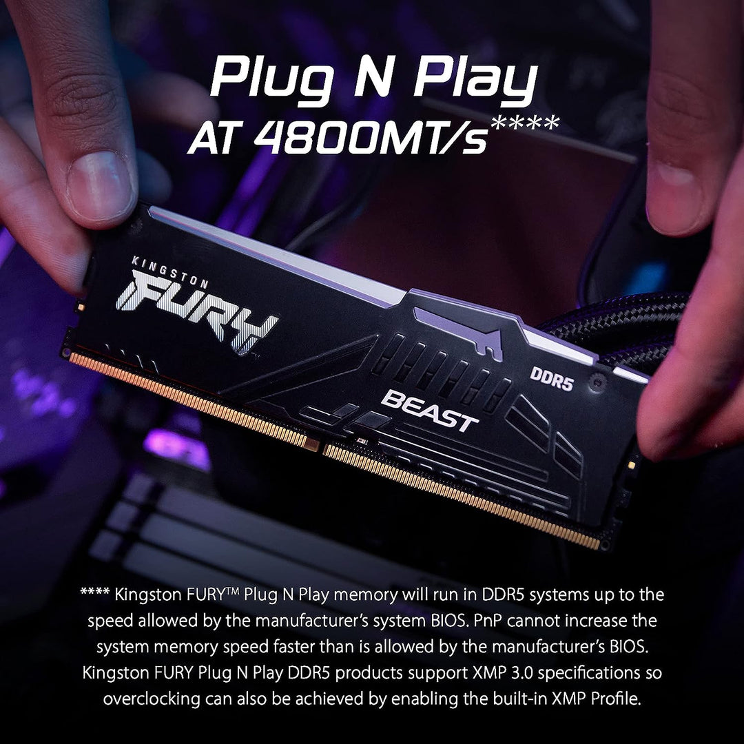 Kingston | 32GB 5600MHz DDR5 CL36 UDIMM FURY Beast - Black RGB (Kit of 2x16GB) | KF556C36BBEAK2-32
