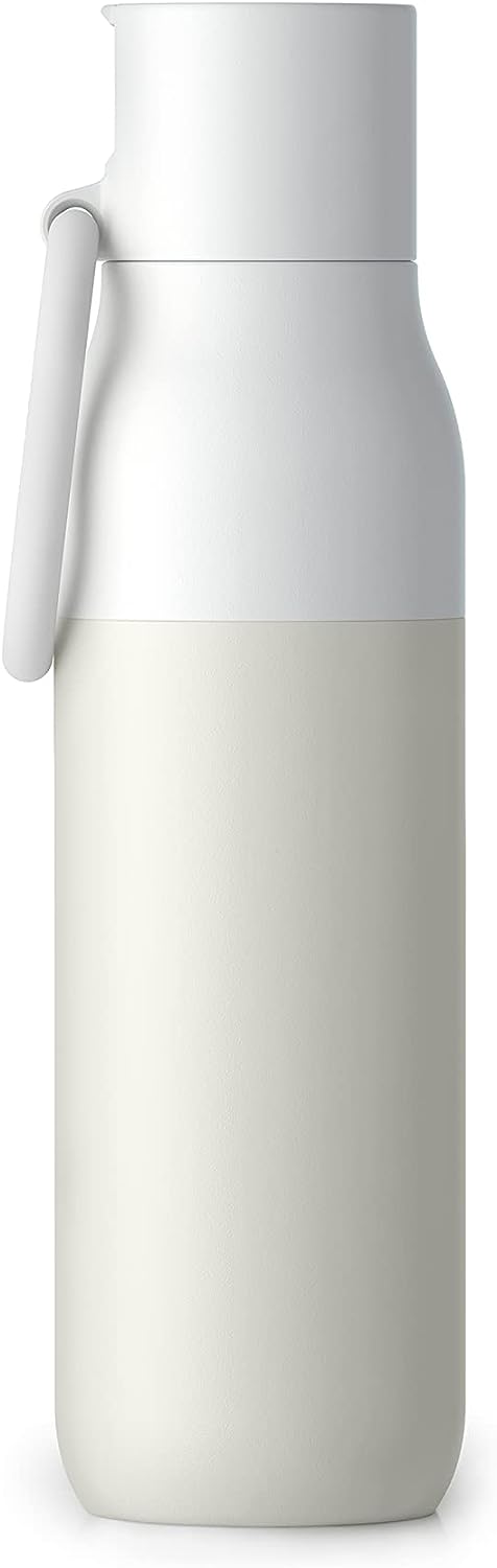 Larq | Filtered 500ml (17 oz.) Insulated Stainless Steel Water Bottle with Flip Top - Granite White | BFDGW050A