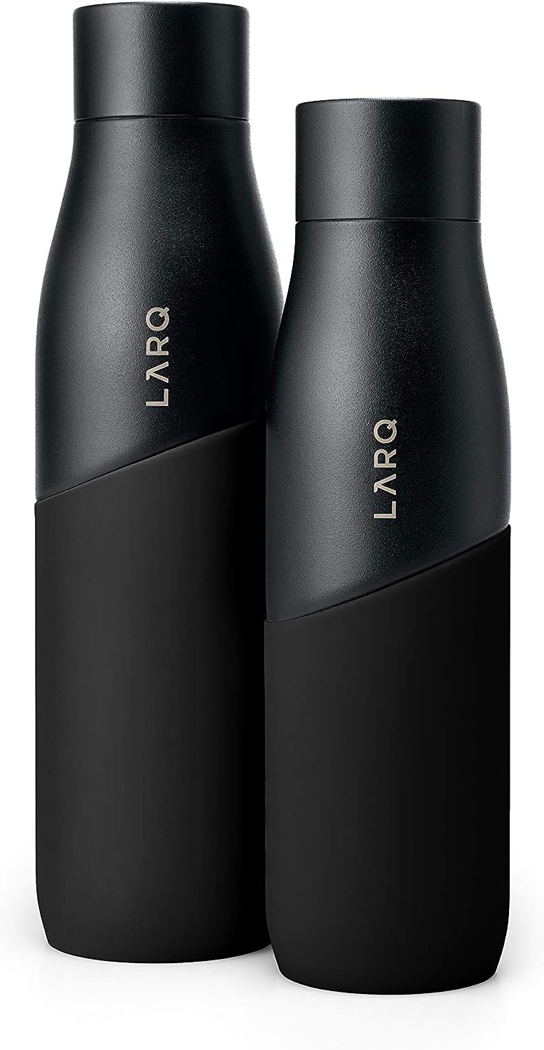 Larq | PureVis Movement 710ml (24 oz.) Stainless Steel Water Bottle with Self-Cleaning Mode - Black/Onyx   | BSBO071A