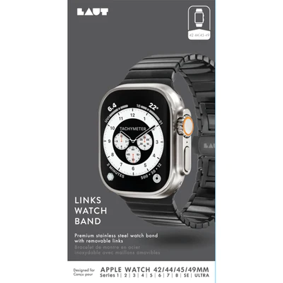 //// Laut | Links for Apple Watch 42/44/45mm Series 1-8/SE/Ultra - Black | L_AWL_LI_BK