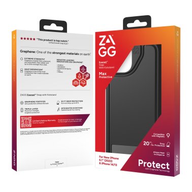 ZAGG GEAR4 | Everest Snap Kickstand Case iPhone 16e/15/14/13 - Black | 15-11643